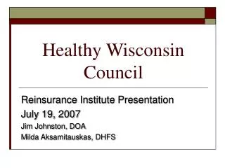 Healthy Wisconsin Council