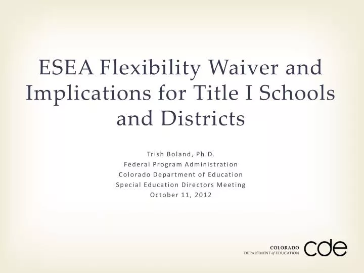 esea flexibility waiver and implications for title i schools and districts