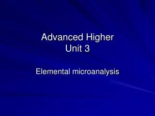 Advanced Higher Unit 3