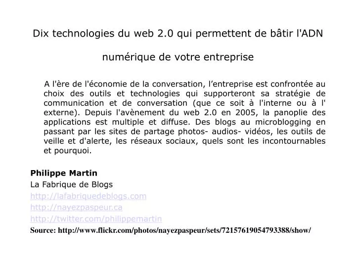 dix technologies du web 2 0 qui permettent de b tir l adn num rique de votre entreprise