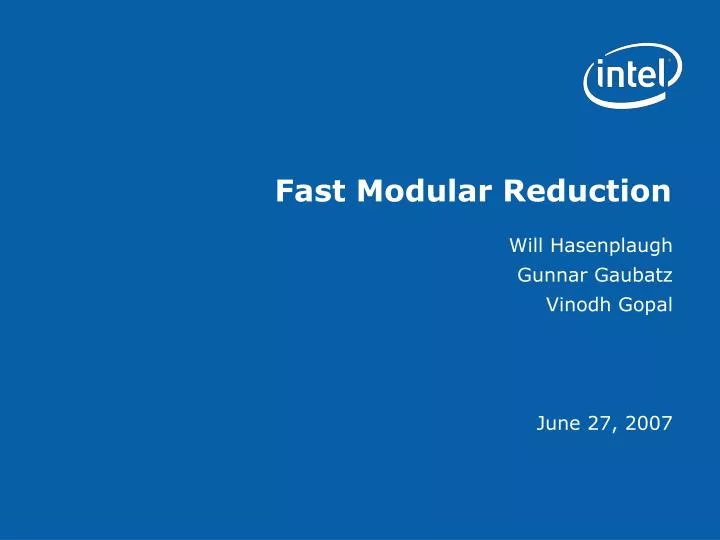 fast modular reduction