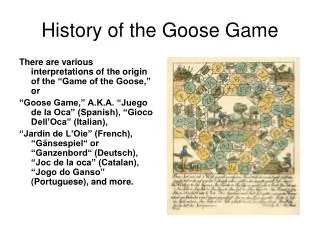 History of the Goose Game