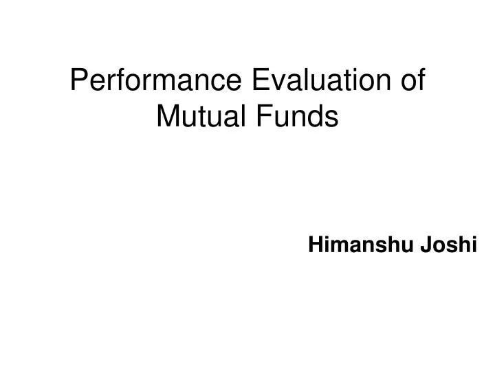 performance evaluation of mutual funds