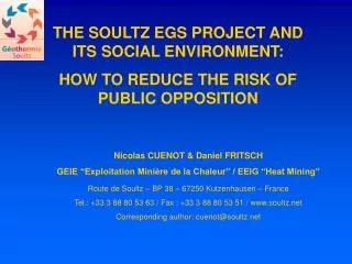 THE SOULTZ EGS PROJECT AND ITS SOCIAL ENVIRONMENT: HOW TO REDUCE THE RISK OF PUBLIC OPPOSITION