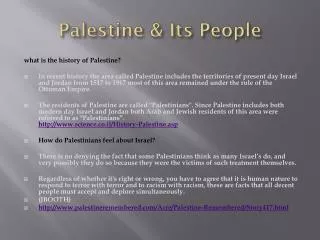 Palestine &amp; Its People