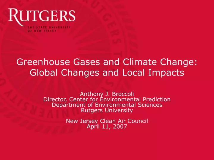 greenhouse gases and climate change global changes and local impacts