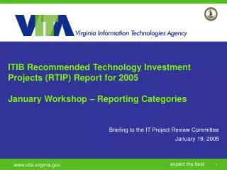 ITIB Recommended Technology Investment Projects (RTIP) Report for 2005