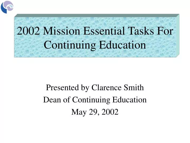 2002 mission essential tasks for continuing education
