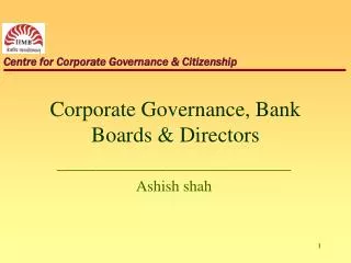 Corporate Governance, Bank Boards &amp; Directors