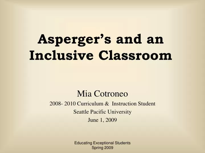 asperger s and an inclusive classroom