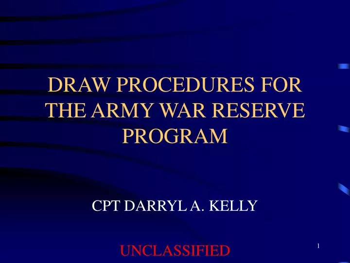 draw procedures for the army war reserve program