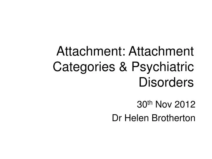 attachment attachment categories psychiatric disorders