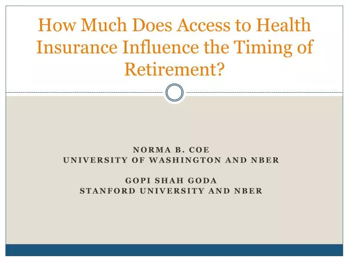 how much does access to health insurance influence the timing of retirement