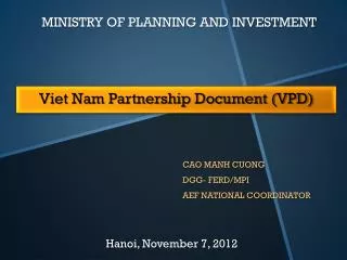 Viet Nam Partnership Document (VPD)