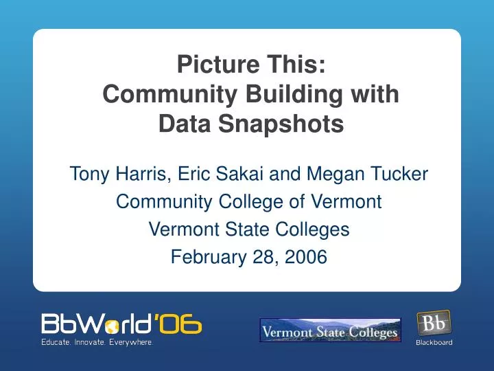 picture this community building with data snapshots