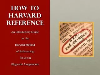 HOW TO HARVARD REFERENCE