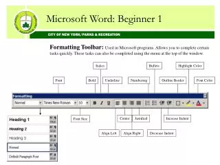 Microsoft Word: Beginner 1