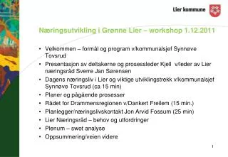n ringsutvikling i gr nne lier workshop 1 12 2011