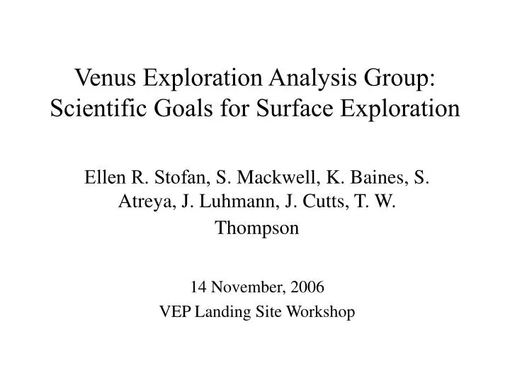 venus exploration analysis group scientific goals for surface exploration