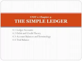 UNIT 1: Chapter 4- THE SIMPLE LEDGER