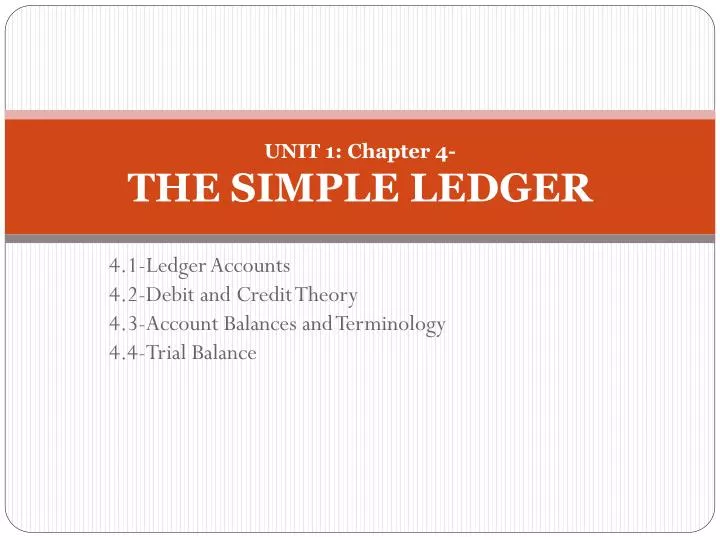 unit 1 chapter 4 the simple ledger