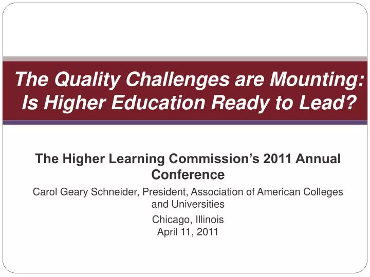 the quality challenges are mounting is higher education ready to lead
