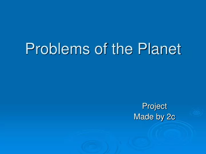 problems of the planet