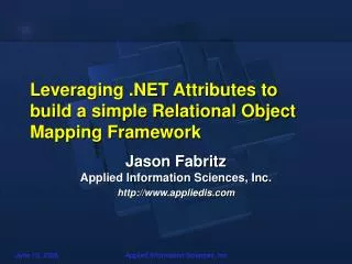 Leveraging .NET Attributes to build a simple Relational Object Mapping Framework