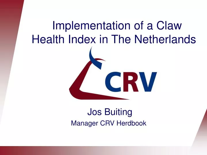 implementation of a claw health index in the netherlands
