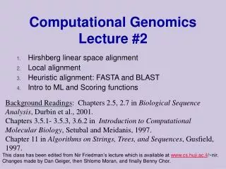 Computational Genomics Lecture #2