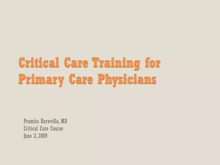 critical care training for primary care physicians