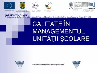 calitate n managementul unit ii colare