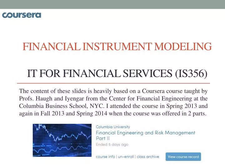 financial instrument modeling it for financial services is356