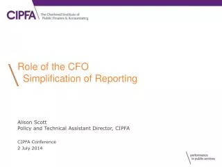 Role of the CFO Simplification of Reporting