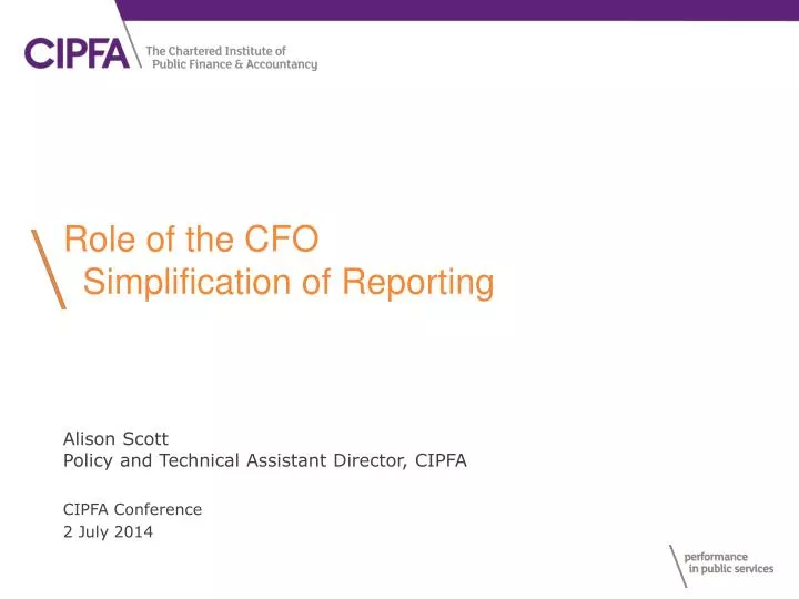 role of the cfo simplification of reporting