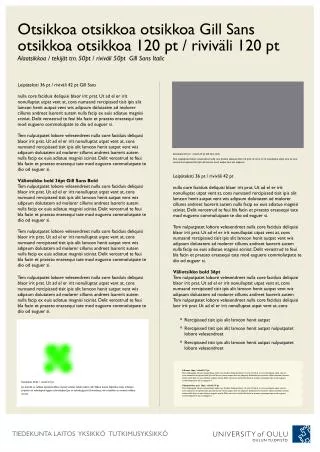 Leipäteksti 36 pt / riviväli 42 pt Gill Sans