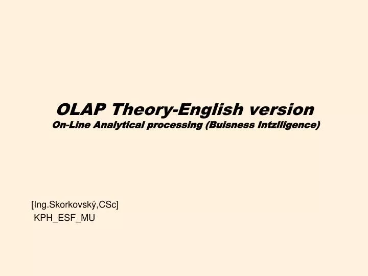olap theory english version on line analytical processing buisness intzlligence
