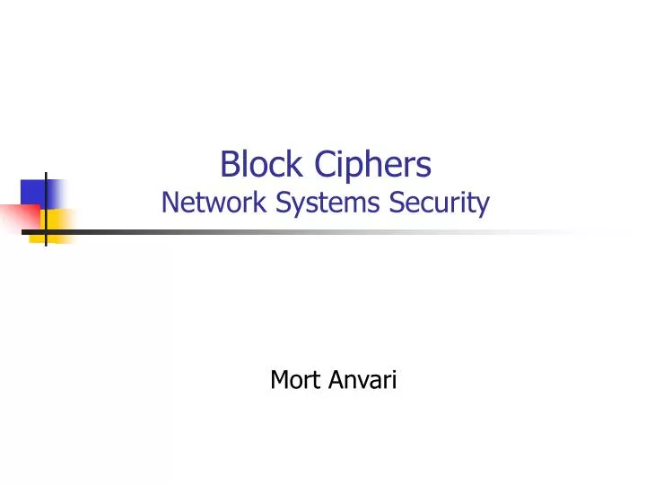 block ciphers network systems security