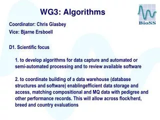WG3: Algorithms
