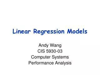 Linear Regression Models