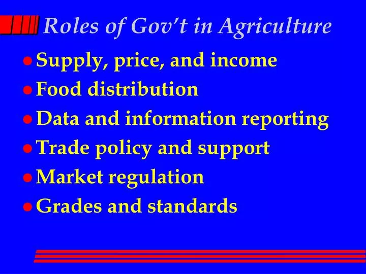 roles of gov t in agriculture