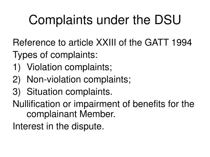 complaints under the dsu