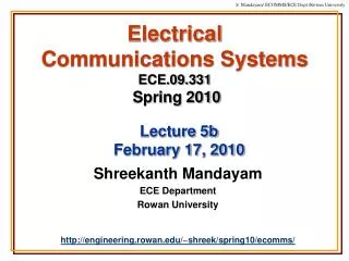 Electrical Communications Systems ECE.09.331 Spring 2010