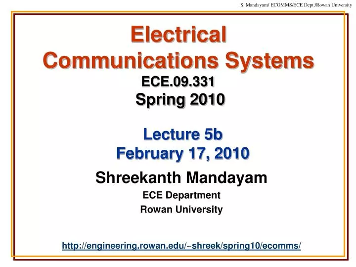 electrical communications systems ece 09 331 spring 2010