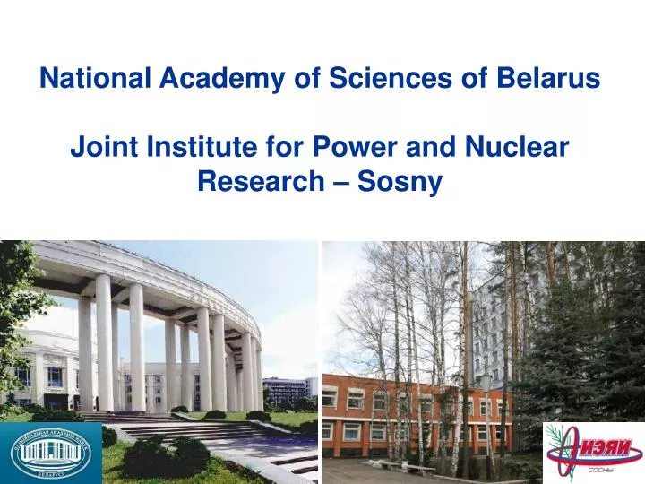 national academy of sciences of belarus joint institute for power and nuclear research sosny