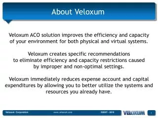 Veloxum ACO solution improves the efficiency and capacity