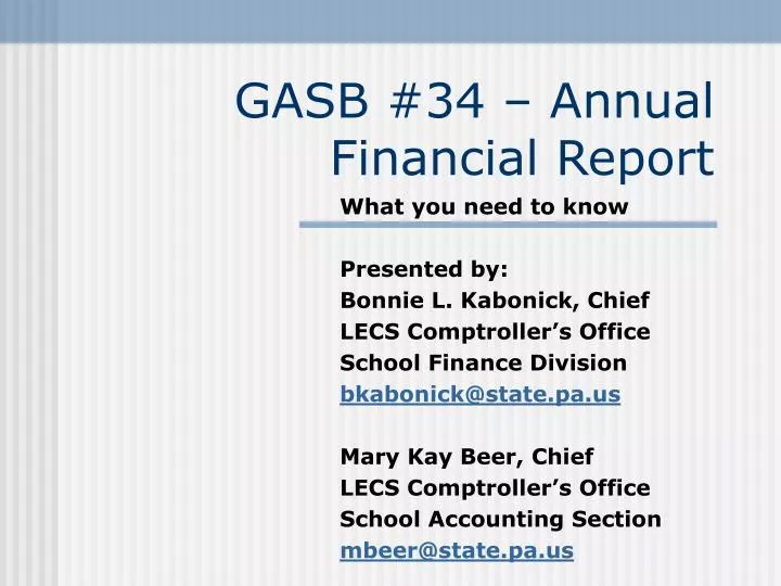 gasb 34 annual financial report