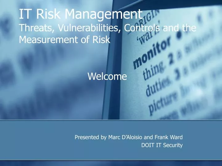 it risk management threats vulnerabilities controls and the measurement of risk