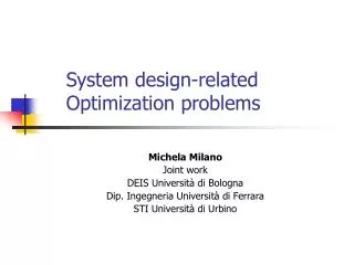 System design-related Optimization problems