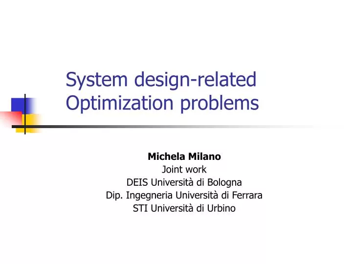 system design related optimization problems